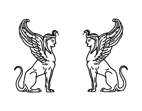 Mythical Griffin Statues Tattoo Meaning, PNG and SVG