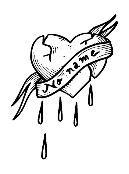 No Name Banner On Broken Heart Tattoo Meaning, PNG and SVG