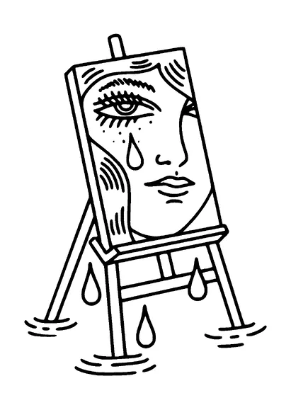 Painting Of A Girl Crying Tattoo Meaning, PNG and SVG