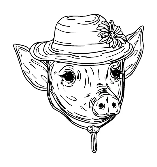 Pigs Head With Cute Head Tattoo Meaning, PNG and SVG