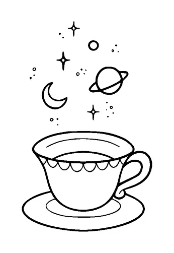 Planets And Stars From Tea Cup Tattoo Meaning, PNG and SVG