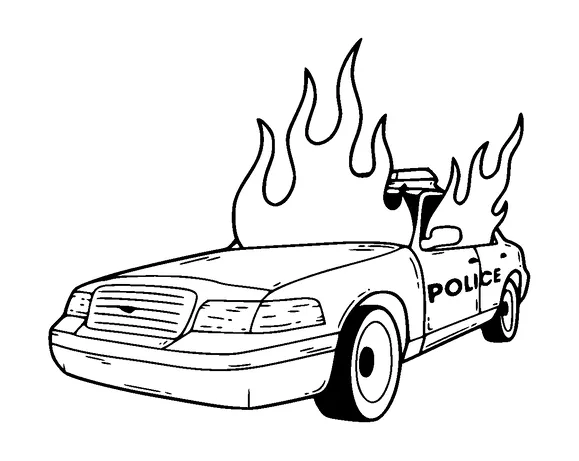 Police Car On Fire Tattoo Meaning, PNG and SVG