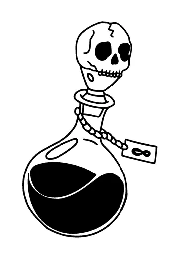 Potion Bottle Skull Cork Tattoo Meaning, PNG and SVG