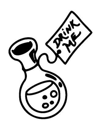 Potion Bottle With Drink Me Message Tattoo Meaning, PNG and SVG