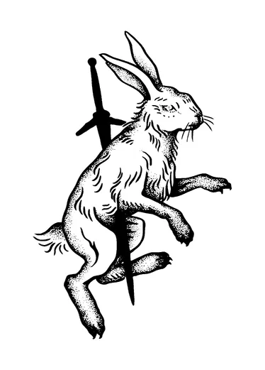 Rabbit Stabbed With Sword Tattoo Meaning, PNG and SVG