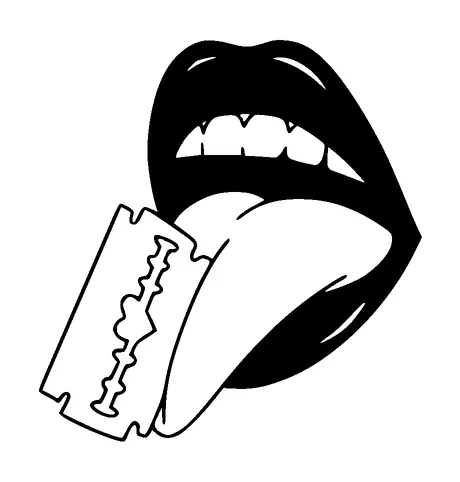 Razor Blade In Girls Mouth Tattoo Meaning, PNG and SVG