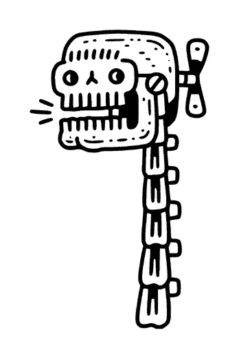 Robotic Skull And Column Bone Tattoo Meaning, PNG and SVG