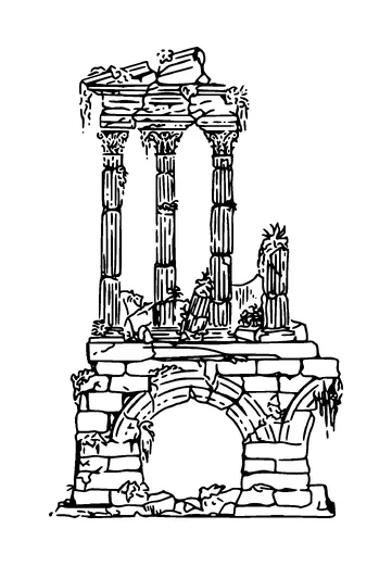 Roman Building In Ruins Tattoo Meaning, PNG and SVG