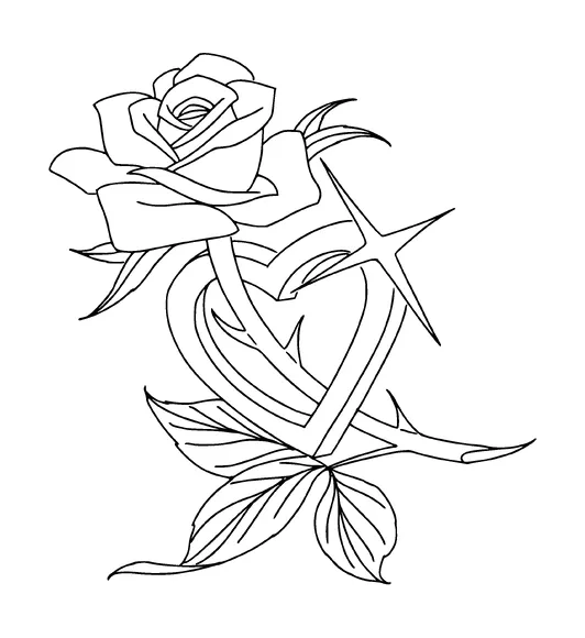 Rose In Heart Tattoo Meaning, PNG and SVG