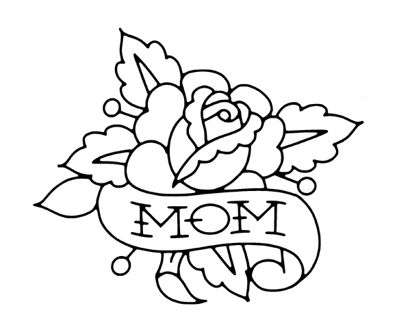 Rose Mom Banner Tattoo Meaning, PNG and SVG