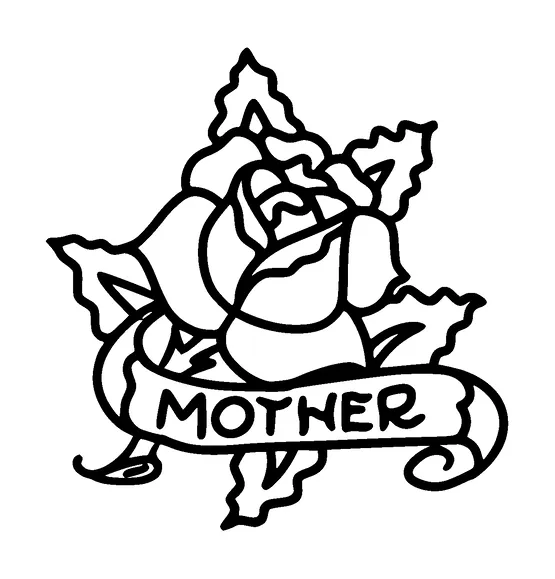 Rose With Mother Banner Tattoo Meaning, PNG and SVG