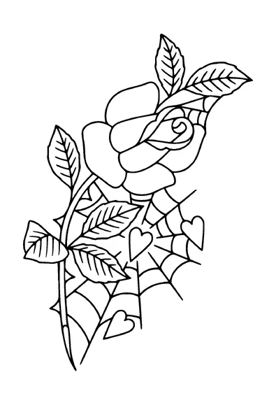 Rose With Spider Web Tattoo Meaning, PNG and SVG