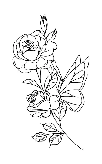 Roses And Butterfly Tattoo Meaning, PNG and SVG