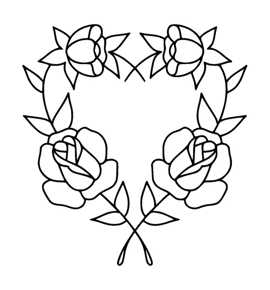 Roses In Heart Shape Tattoo Meaning, PNG and SVG