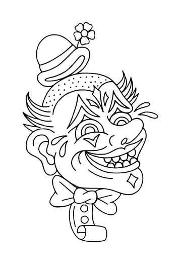 Sad Clown Head Tattoo Meaning, PNG and SVG