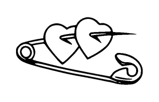 Safety Pin With Two Hearts Tattoo Meaning, PNG and SVG