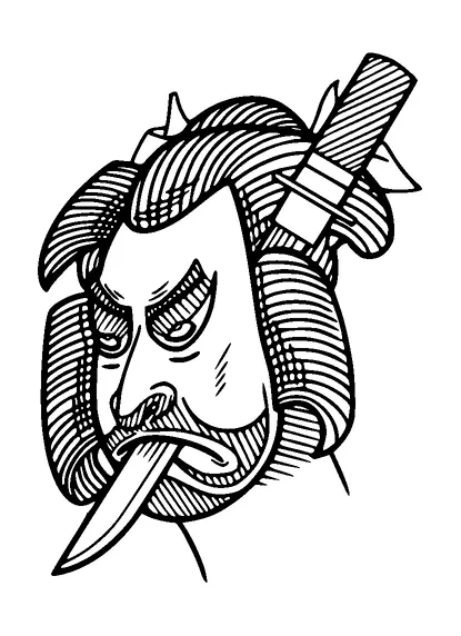 Samurai Warrior With Knife In Head Tattoo Meaning, PNG and SVG