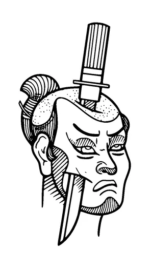 Samurai Warrior With Knife In Head Tattoo Meaning, PNG and SVG