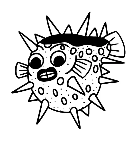 Scared Puffer Fish Tattoo Meaning, PNG and SVG