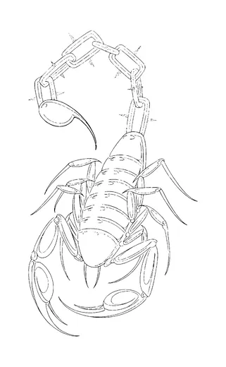 Scorpion With Chain Tail Tattoo Meaning, PNG and SVG