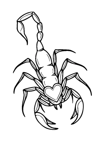 Scorpion With Heart Head Tattoo Meaning, PNG and SVG