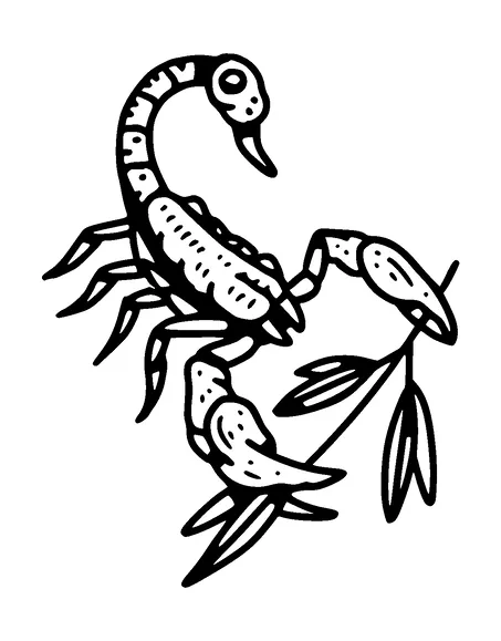 Scorpion With Plant Tattoo Meaning, PNG and SVG