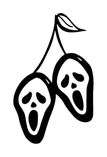 Scream Mask On Cherry Tattoo Meaning, PNG and SVG