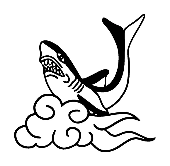 Shark On Cloud Tattoo Meaning, PNG and SVG