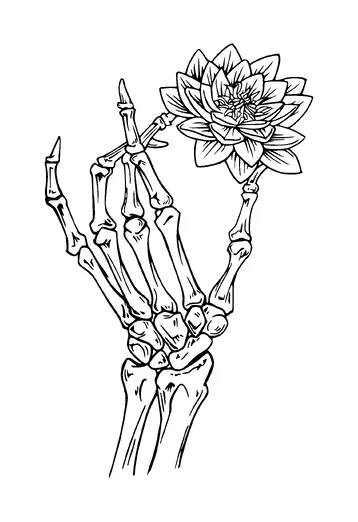 Skeleton Hand Holding Flower Tattoo Meaning, PNG and SVG