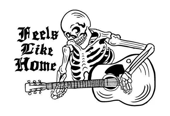 Skeleton Playing Guitar Tattoo Meaning, PNG and SVG