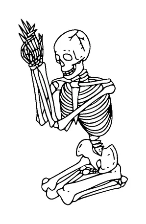 Skeleton Praying On Knees Tattoo Meaning, PNG and SVG