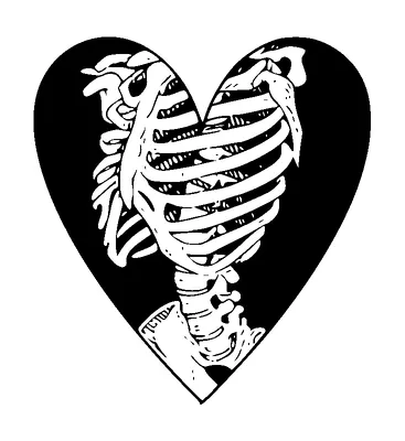 Skeleton Ribs In Heart Tattoo Meaning, PNG and SVG