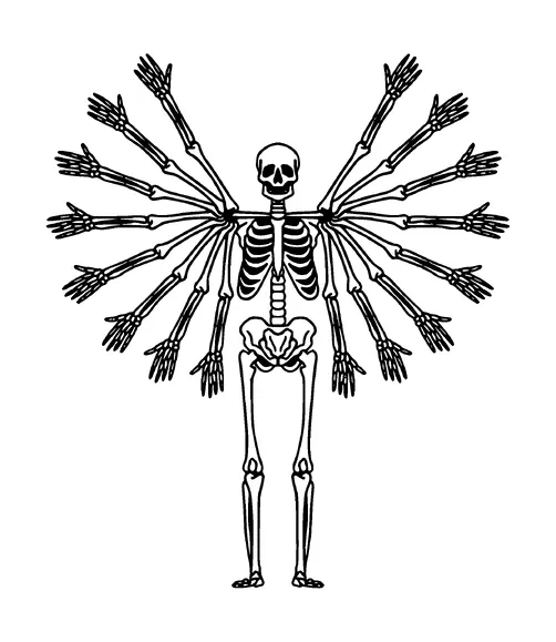 Skeleton With Multiple Hands Waving Tattoo Meaning, PNG and SVG