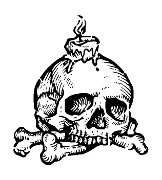 Skull And Cross Bone With Candle On Head Tattoo Meaning, PNG and SVG