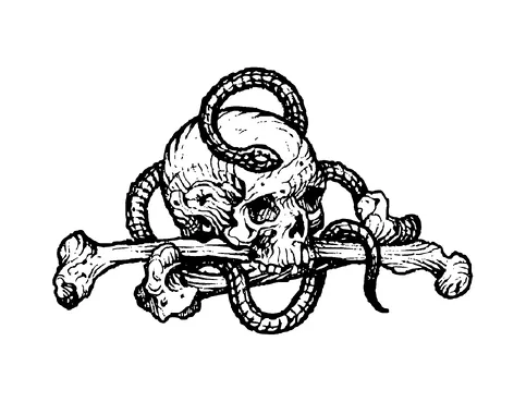 Skull And Crossbones With Snake Tattoo Meaning, PNG and SVG