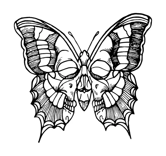 Skull Figure On Butterfly Tattoo Meaning, PNG and SVG