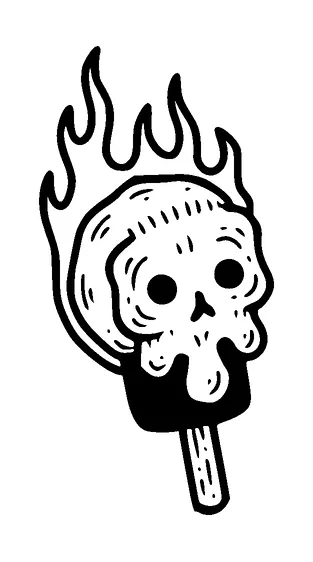 Skull Ice Cream On Fire Tattoo Meaning, PNG and SVG