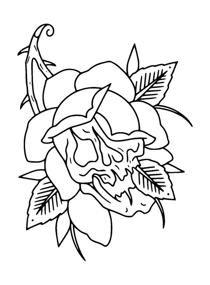 Skull In Rose Tattoo Meaning, PNG and SVG