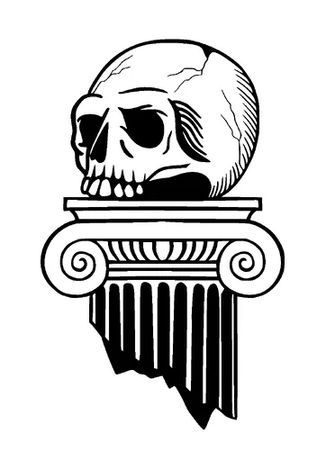 Skull On Column Tattoo Meaning, PNG and SVG