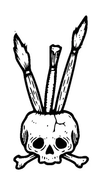 Skull Paint Brush Holder Tattoo Meaning, PNG and SVG