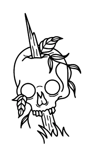 Skull Stabbed In Wood Tattoo Meaning, PNG and SVG