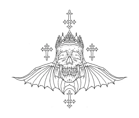 Skull With Crown Wings And Crosses Tattoo Meaning, PNG and SVG