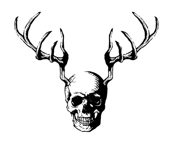 Skull With Deer Antlers Tattoo Meaning, PNG and SVG