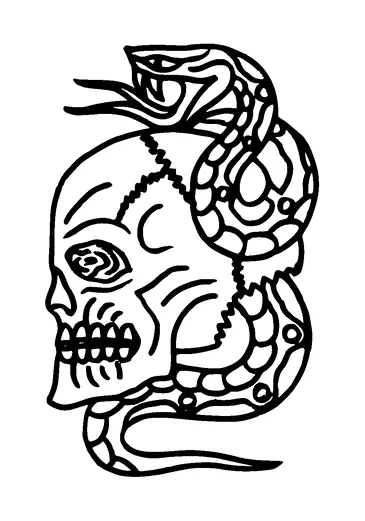 Skull With Snake Tattoo Meaning, PNG and SVG