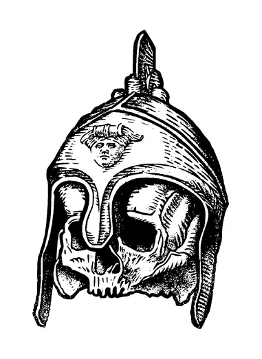 Skull With Warrior Mask Tattoo Meaning, PNG and SVG