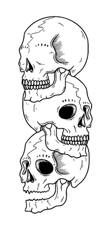 Skulls On Top Of Each Other Tattoo Meaning, PNG and SVG