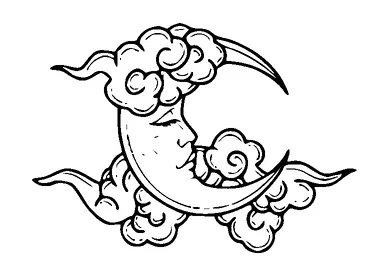 Sleeping Moon And Clouds Tattoo Meaning, PNG and SVG