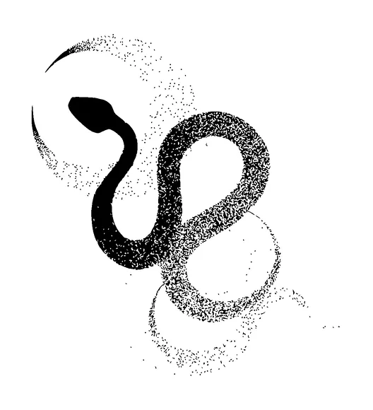 Snake And Half Moon Gradient Dotted Tattoo Meaning, PNG and SVG