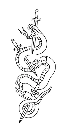 Snake Cutted In Pieces Tattoo Meaning, PNG and SVG