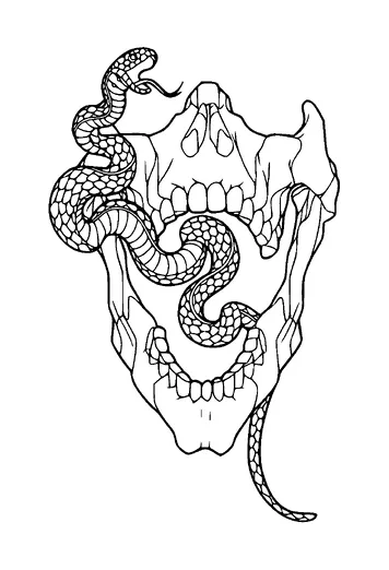 Snake In Skull Tattoo Meaning, PNG and SVG